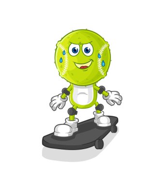 Tenis topu kaykaylı çizgi film karakteri vekto.