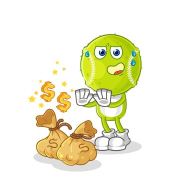 Tenis topu para resimlerini reddediyor. karakter vektosu