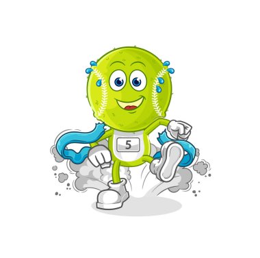 Tenis topu koşucusu karakter. karikatür maskotu vektosu