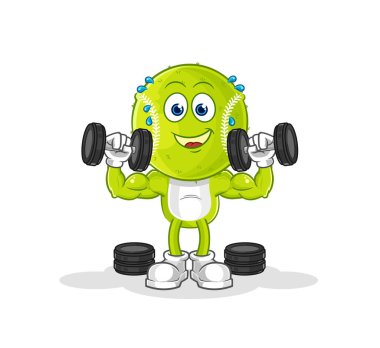 Tenis topu ağırlık idmanı illüstrasyonu. karakter vektosu