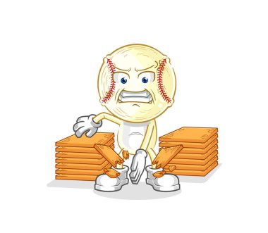 Beyzbol baş karate maskotu. çizgi film vektosu