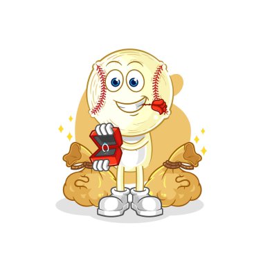 Beyzbol kafa yüzükle evlenme teklif ediyor. karikatür maskotu vektosu