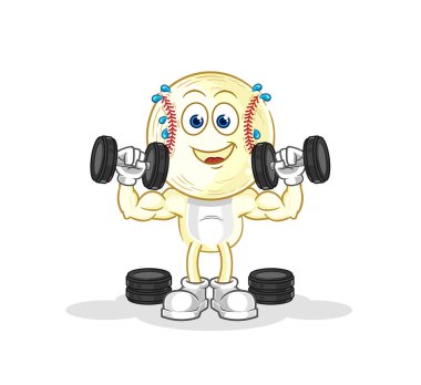 Beyzbol kafa ağırlık idmanı illüstrasyonu. karakter vektosu