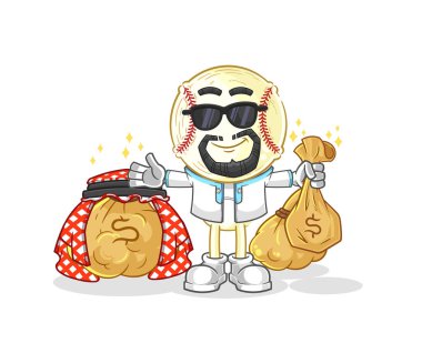 Beyzbol baş zengin Arap maskotu. çizgi film vektosu