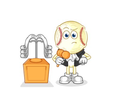 Beyzbol baş yargıcı tokmağı tutuyor. karakter vektosu
