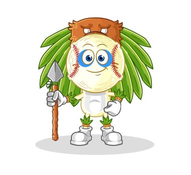 Beyzbol baş kabile maskotu. çizgi film vektosu