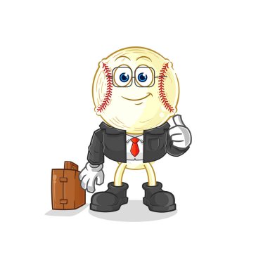 Beyzbol merkez ofis çalışanı maskotu. çizgi film vektosu