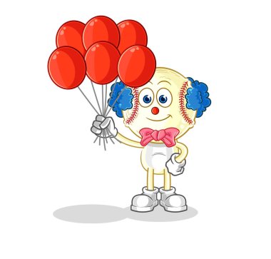 Balon vektörlü beysbol palyaçosu. karikatür