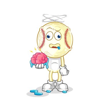 Beyzbol kafasında beyin vektörü yok. karikatür