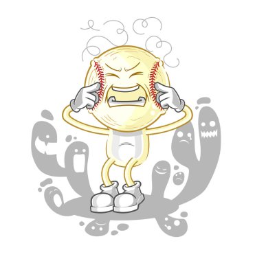 Bunalımlı beyzbol baş karakteri. çizgi film vektosu