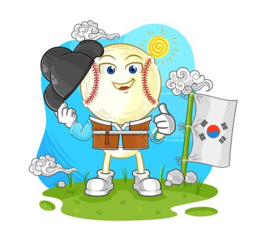 Beyzbol baş Kore kültür vektörü. karikatür