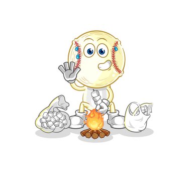 Beyzbol kafası lokumları kızartıyor. karikatür maskotu vektosu
