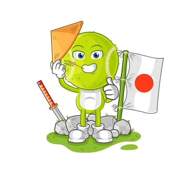 Tennis Ball Japanese Vector Cartoon Characte — Stock vektor