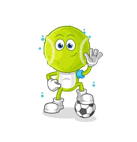 Tennis Ball Playing Soccer Illustration Character Vecto — Vetor de Stock