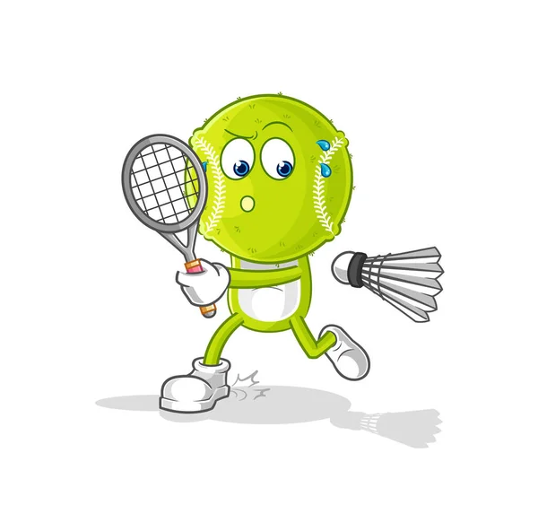 Tennis Ball Playing Badminton Illustration Character Vecto — Stock Vector
