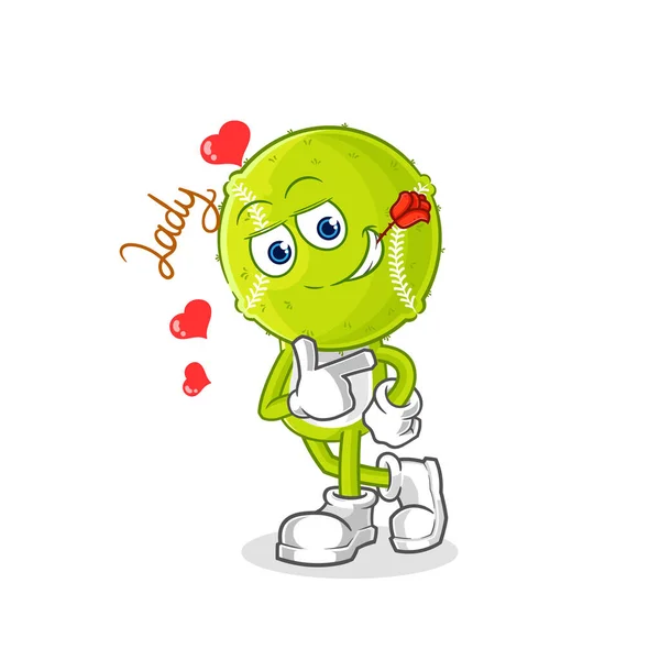 Tennis Ball Flirting Illustration Character Vecto — Stok Vektör