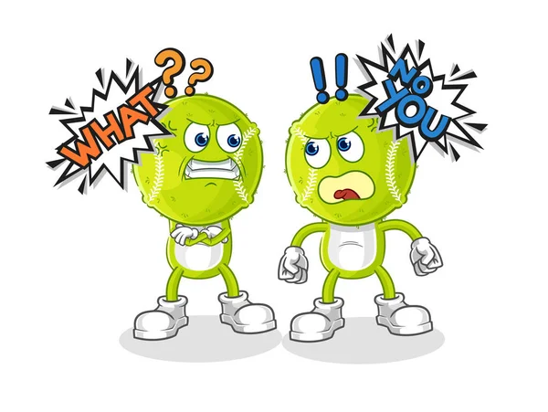 Tennis Ball Arguing Each Other Cartoon Vecto — 图库矢量图片