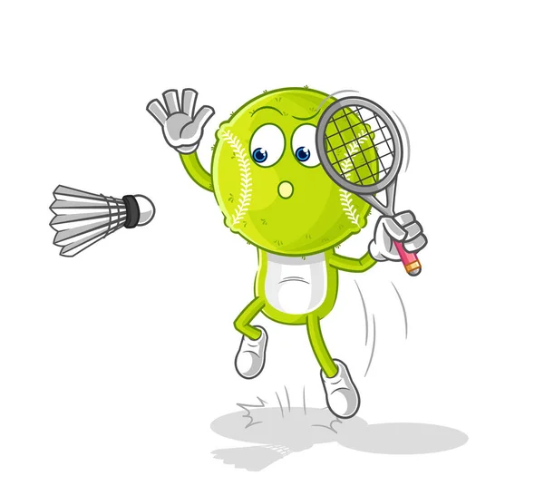 Tenisový Míček Badmintonském Animáku Karikatura Maskot Vecto — Stockový vektor