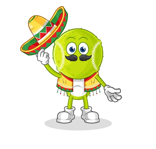 Теннисный Мяч Мексиканской Культуры Флага Мультипликационный Талисман — стоковый вектор