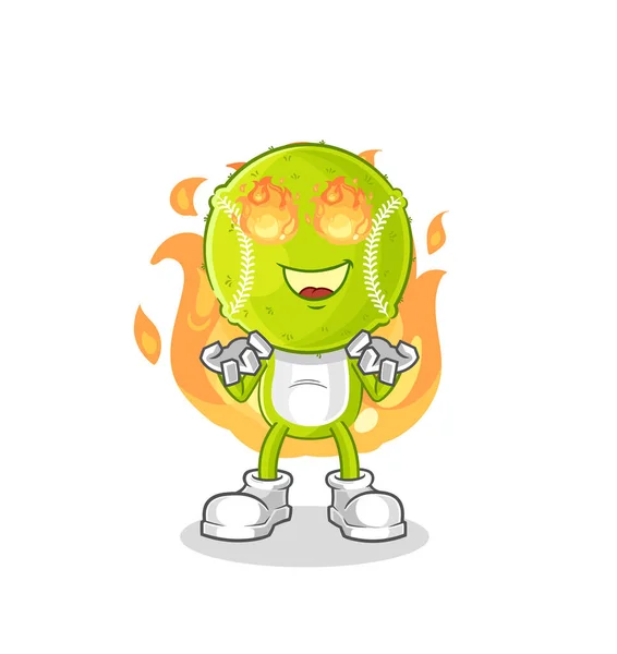 Tennis Ball Fire Mascot Cartoon Vecto — Stock vektor