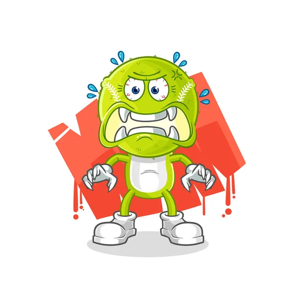 Tennis Ball Monster Vector Cartoon Characte — 图库矢量图片