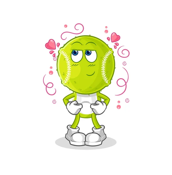 Tennis Ball Shy Vector Cartoon Characte — Vector de stock