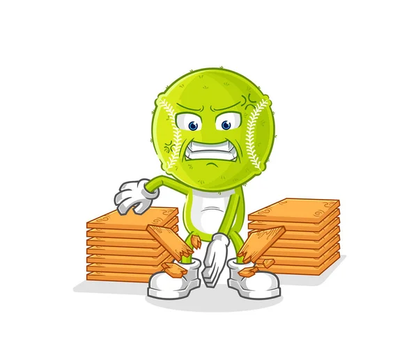Tennis Ball Karate Mascot Cartoon Vecto — Stockvector