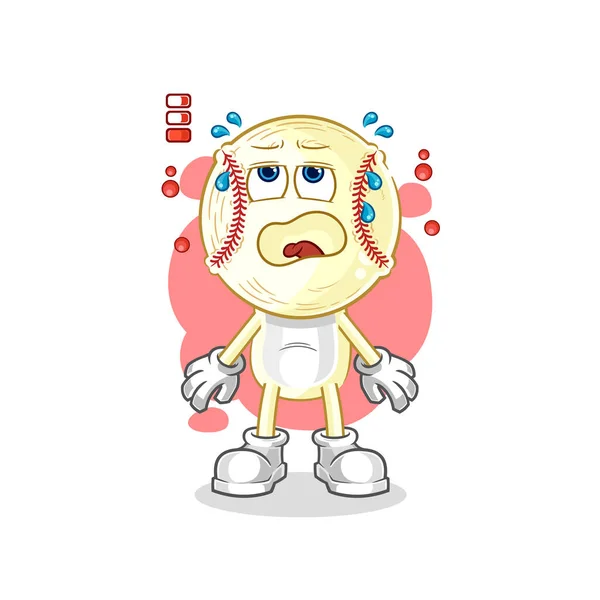 Baseball Head Low Battery Mascot Cartoon Vecto — Image vectorielle