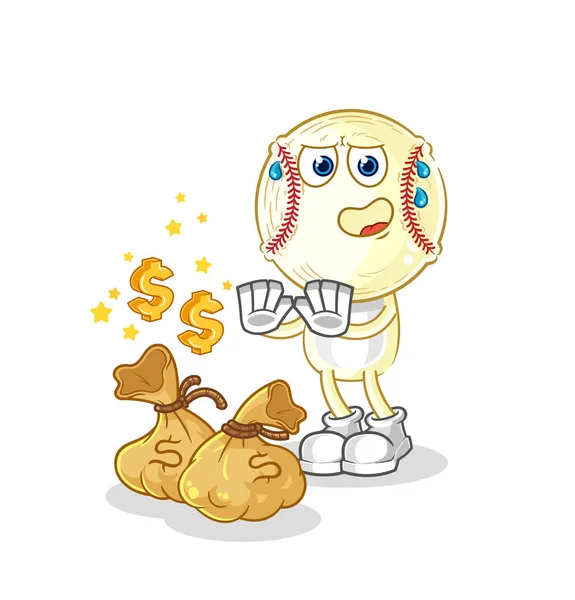 Baseball Head Refuse Money Illustration Character Vecto — Vettoriale Stock