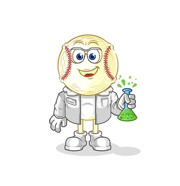 Baseball Head Scientist Character Cartoon Mascot Vecto — Stok Vektör