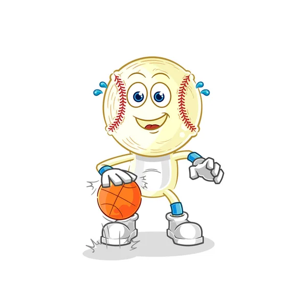 Головний Бейсбольний Персонаж Грає Баскетбол Мультяшний Талісман Вектор — стоковий вектор