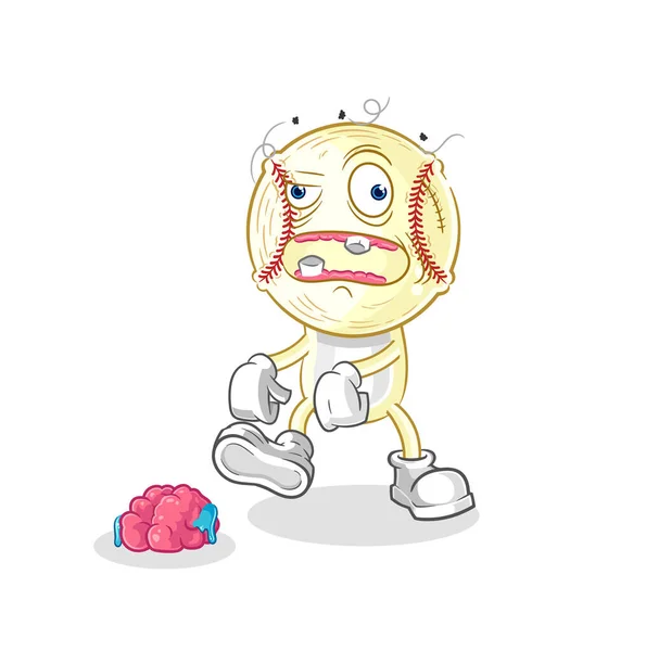 Cabeza Béisbol Zombie Character Mascot Vecto — Vector de stock