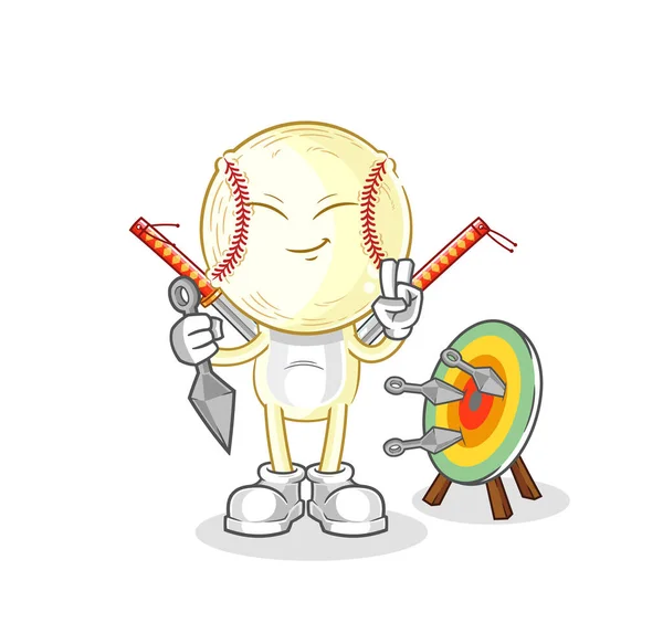 Baseball Head Ninja Cartoon Character Vecto — Image vectorielle