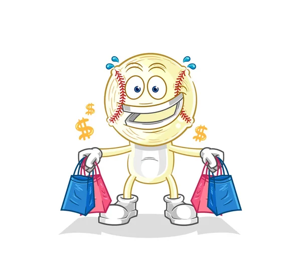 Baseball Head Shoping Mascot Cartoon Vecto — Stockvector