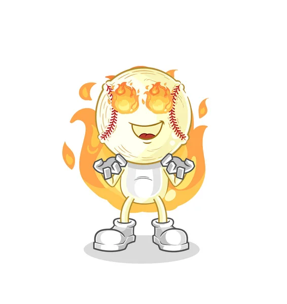 Baseball Head Fire Mascot Cartoon Vecto — Stock vektor