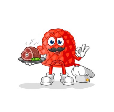 Et maskotu olan aşçı eldiveni şefi. çizgi film vektosu