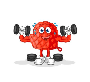 Yemek eldiveni ağırlık çalışması illüstrasyonu. karakter vektosu