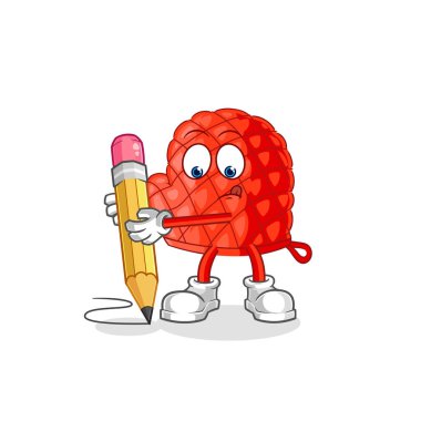 Yemek eldiveni kalemle yazılır. karikatür maskotu vektosu