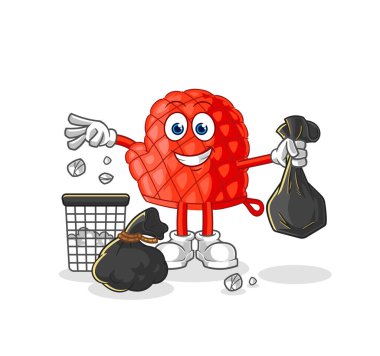 Yemek eldiveni. Çöp maskotu. çizgi film vektosu