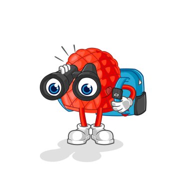 Dürbünlü yemek eldiveni. karikatür maskotu vektosu