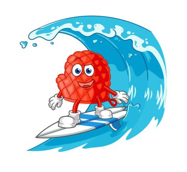 the cooking glove surfing character. cartoon mascot vecto