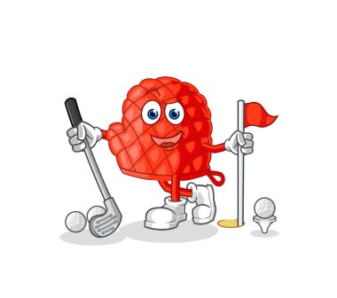 Yemek eldiveni golf oynuyor. karikatür