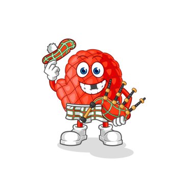 Gayda taşıyıcısı olan pişirme eldiveni İskoçyalı. karikatür