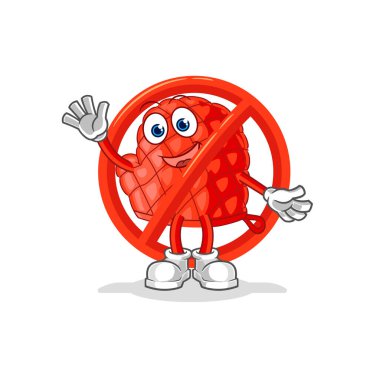 Eldiven maskotuna hayır demek. çizgi film vektosu