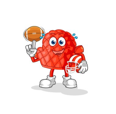 Pişirme eldiveni rugby karakterini oynuyor. karikatür maskotu vektosu