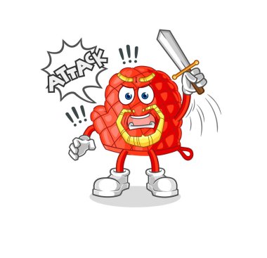 Yemek eldivenleri şövalyeleri kılıçla saldırır. karikatür maskotu vektosu