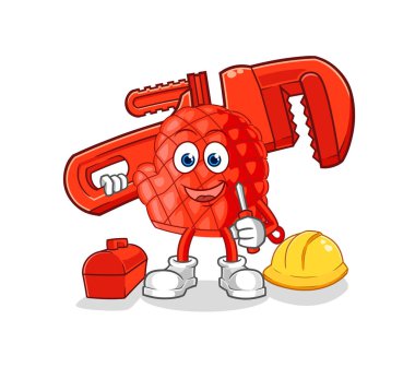 Yemek eldivenli muslukçu çizgi filmi. karikatür maskotu vektosu