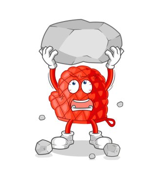 Pişirme eldiveni kaya çizgi film karakteri vekto kaldırıyor