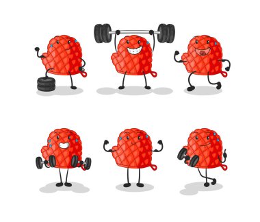 Yemek eldiveni egzersizi karakter belirler. karikatür maskotu vektosu