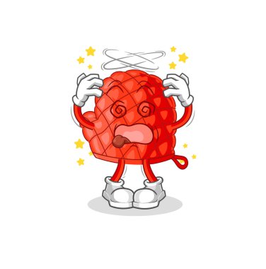 Yemek eldiveninin baş döndürücü maskotu. çizgi film vektosu